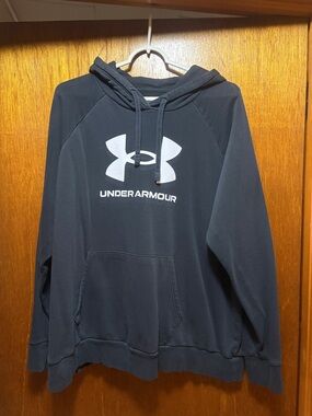 Under Armour Men's Black Crewneck Hoodie with White Logo